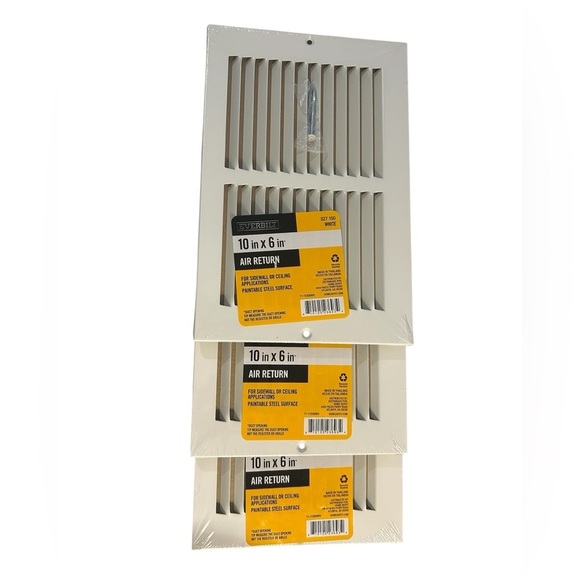 Qty (3) Everbilt 10" x 6" White Steel Return Air Grille - In Original Packaging! - Picture 6 of 6